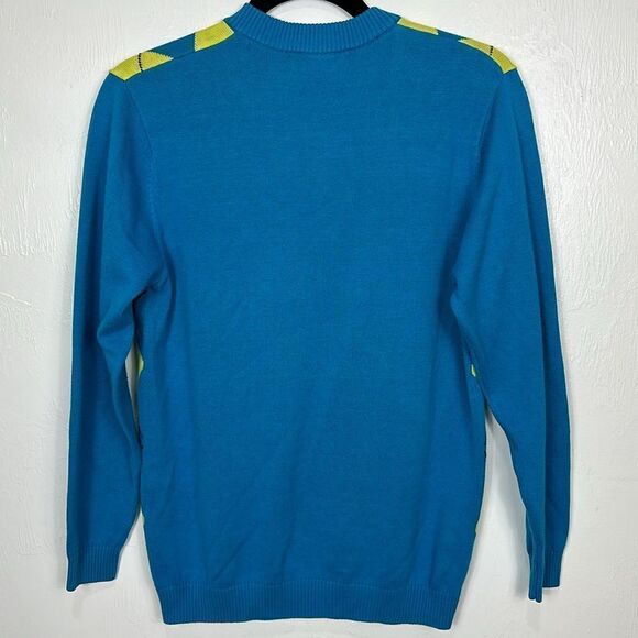 LaVane Cotton Blend Argyle Print V-neck Pullover Sweater Size S - Picture 3 of 9